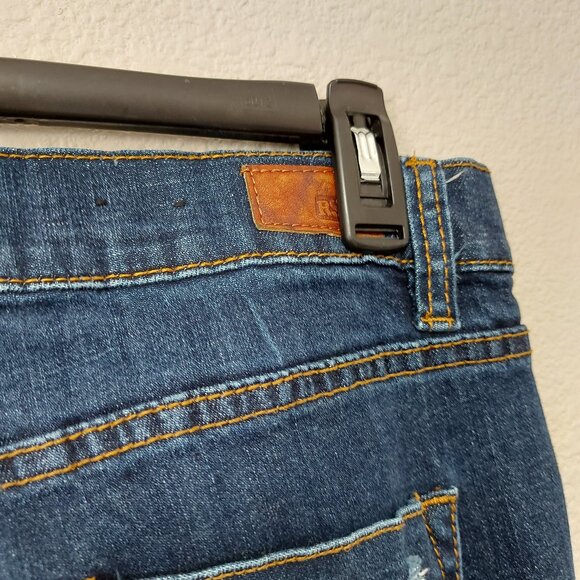 RSQ New York Slim Straight Dark Wash Distressed Denim Jeans Grunge Indie Preppy - Picture 4 of 8